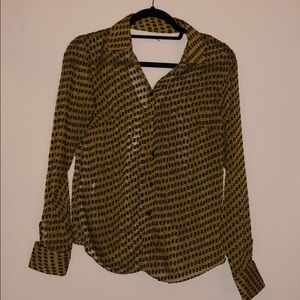 BCBGeneration Yellow & Black Chiffon Top